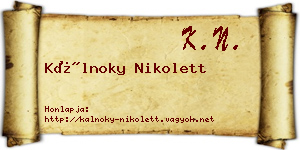 Kálnoky Nikolett névjegykártya